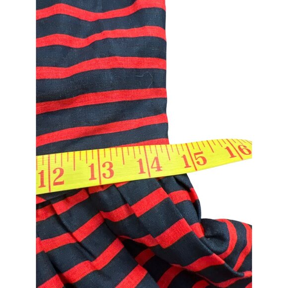 J. Crew Linen Preppy Size 6 Navy & Red Striped Lined Dress With Spaghetti Straps - Picture 5 of 9